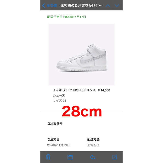 NIKE DUNK HIGH SP Pure Platinum 28cm