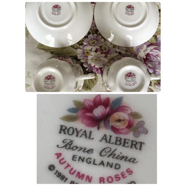 ROYAL ALBERT(ロイヤルアルバート)の【美品】ロイヤルアルバート★オータムローズ★C/S 1客 インテリア/住まい/日用品のキッチン/食器(食器)の商品写真