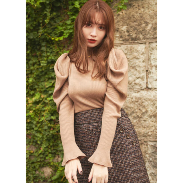 カラーHer lip to Scallop Frayed Tweed Skirt