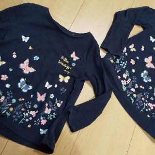 エイチアンドエム(H&M)の姉妹コーデ2点セット　2歳差　女の子　H＆M　長袖　カットソー(Tシャツ/カットソー)