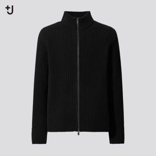 ジルサンダー(Jil Sander)のユニクロ×ジルサンダー ミドルゲージリブフルジップセーター　黒(ニット/セーター)