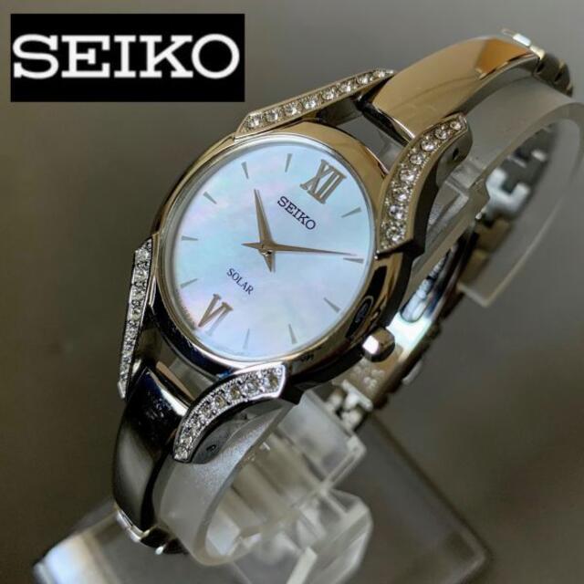 ステンレス鋼風防スワロフスキーダイヤ32石 SEIKO セイコー ソーラー レディース腕時計