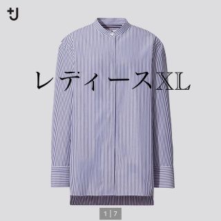 ジルサンダー(Jil Sander)の＋J スーピマコットンスタンドカラーストライプシャツ　XL ジルサンダー(シャツ/ブラウス(長袖/七分))