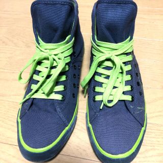 ZARA ハイカットスニーカー 27.5cm グレー/グリーン