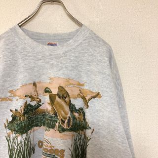 ヘインズ(Hanes)の90s メキシコ製 Hanes スウェット プリント アニマル 裏起毛 古着(スウェット)