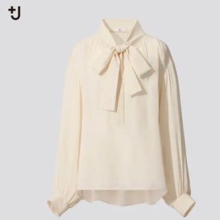 ジルサンダー(Jil Sander)のレア UNIQLO +J JILSANDER シルクギャザーブラウス(シャツ/ブラウス(長袖/七分))