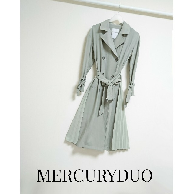 MERCURYDUO(マーキュリーデュオ)のMERCURYDUO サイドプリーツドッキングトレンチコート レディースのジャケット/アウター(トレンチコート)の商品写真