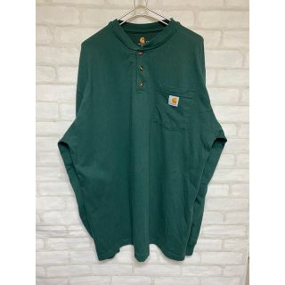 カーハート(carhartt)の美品　カーハート　ヘンリーネックシャツ　ロンT グリーン　アースカラー　Lサイズ(Tシャツ/カットソー(七分/長袖))