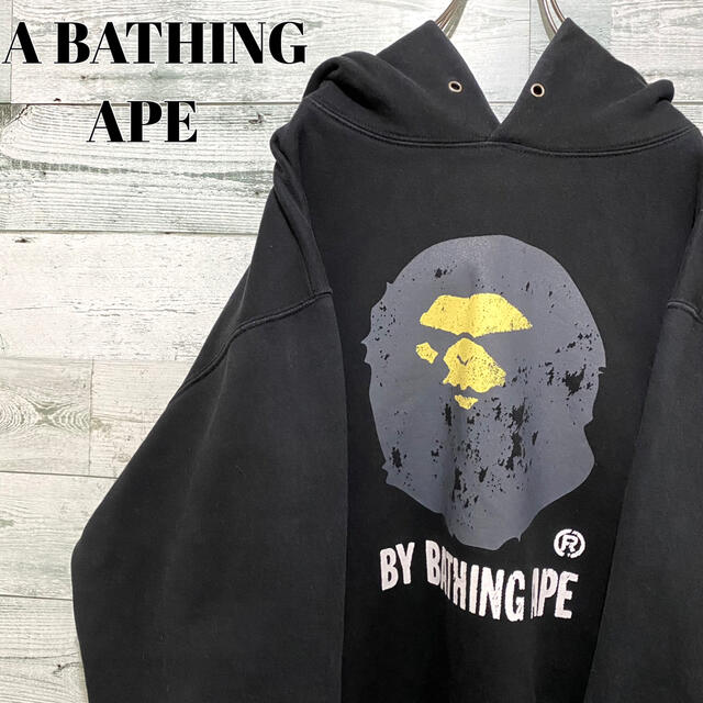 A BATHING APE(アベイシングエイプ)の【超人気】アベイシングエイプ☆ビッグロゴ ビッグサイズ ブラック パーカー メンズのトップス(パーカー)の商品写真