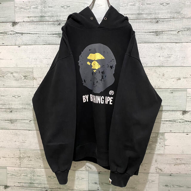 A BATHING APE(アベイシングエイプ)の【超人気】アベイシングエイプ☆ビッグロゴ ビッグサイズ ブラック パーカー メンズのトップス(パーカー)の商品写真