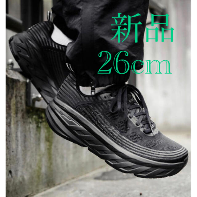 新品未使用】HOKA ONEONE ボンダイ 6 ブラック 26cm - スニーカー