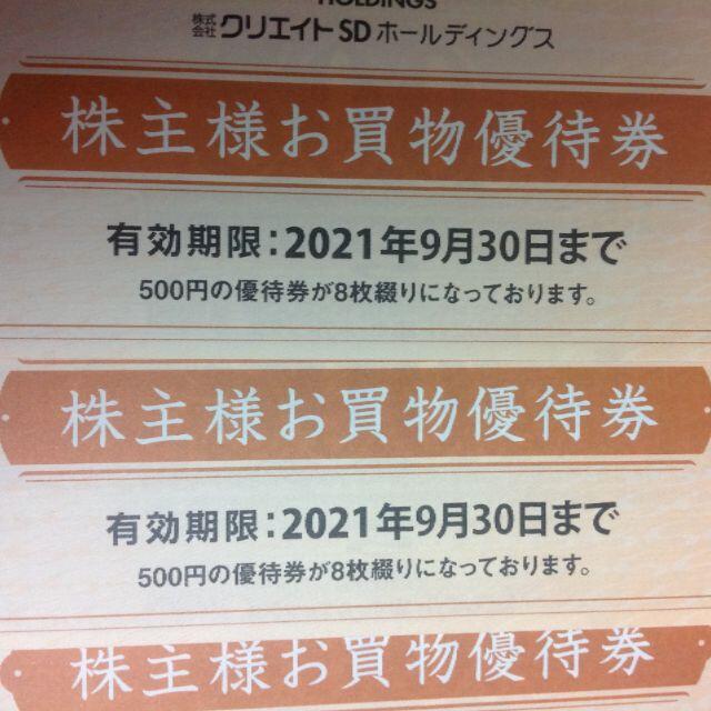 優待券/割引券クリエイトSD　株主優待　12000円分