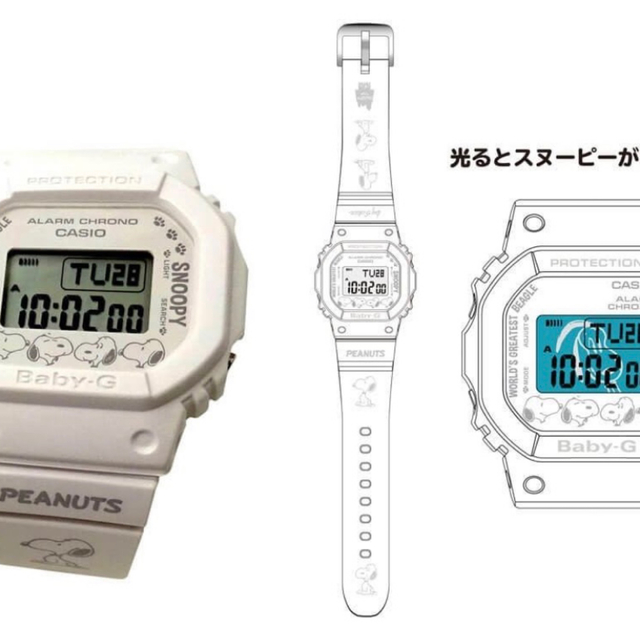 G-SHOCK(ジーショック)の期間限定セール！スヌーピーオリジナル　BABY-G　PEANUTS70周年モデル レディースのファッション小物(腕時計)の商品写真