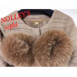 ノーリーズ(NOLLEY'S)の専用です♪ノーリーズソフィフォックスファー付きアンゴラシャギーノーカラーコート(毛皮/ファーコート)