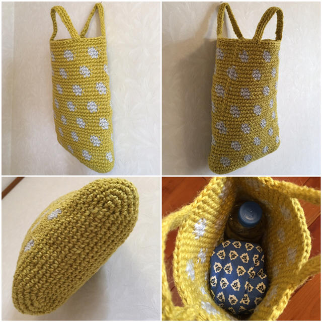 Handmade水玉ジュート編みバッグ ハンドメイドのファッション小物(バッグ)の商品写真