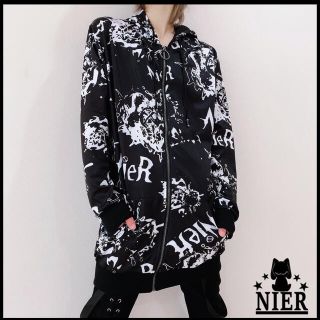 NieR 総柄LONG LENGTH ZIP OUTER パーカー 男女兼用(パーカー)