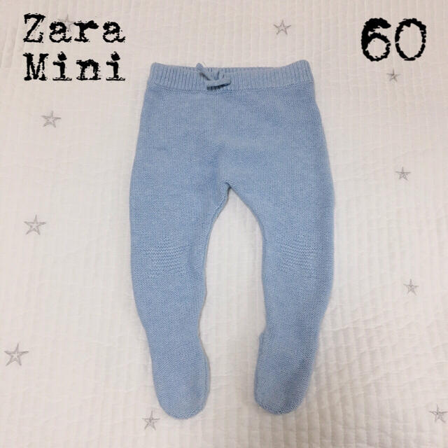 ZARA KIDS(ザラキッズ)のzara mini  ニット 足つきレギンス 厚手 ブルー 62cm キッズ/ベビー/マタニティのベビー服(~85cm)(パンツ)の商品写真