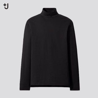 ユニクロ(UNIQLO)のユニクロ +J スーピマコットン モックネックＴ （長袖） BLACK L(Tシャツ/カットソー(七分/長袖))