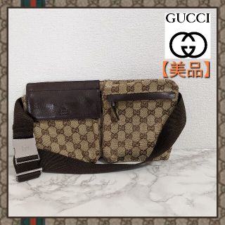 グッチ(Gucci)の美品 GUCCI  ウエストバッグ 28566 GG柄 ベージュ×ダークブラウン(ボディーバッグ)