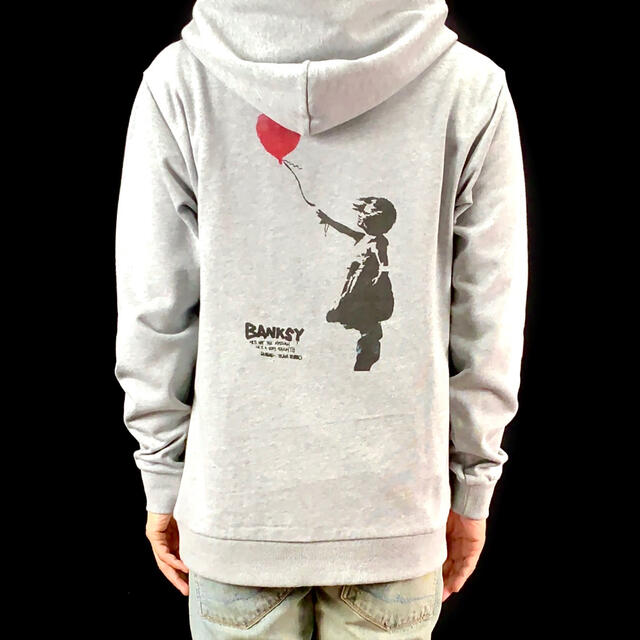 新品 BANKSY バンクシー展 風船と少女 バックプリント ジップ パーカー