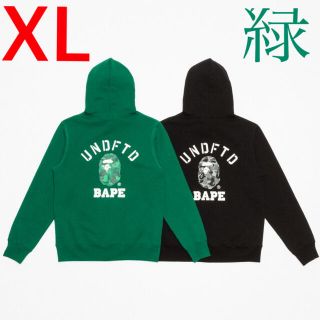 アベイシングエイプ(A BATHING APE)の緑 XL 新品 BAPE UNDEFEATED PULLOVER HOODIE(パーカー)