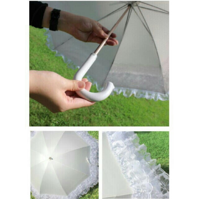 プレミアム ホワイト 白 日傘 晴雨兼用 傘 2重張り 3段フリル パゴダ
