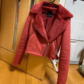 LOEWE ロエベ 高級 ムートンコート ファーコート レディース 赤 レッド