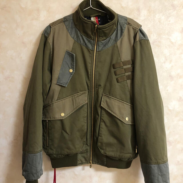 【専用】Colorblocked Sateen Bomber - Olive メンズのジャケット/アウター(ブルゾン)の商品写真
