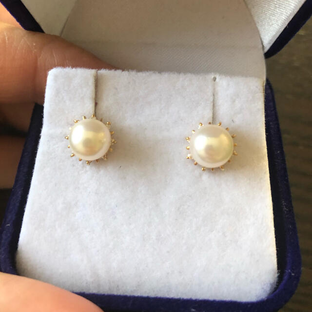 k18yg .05 .05 ct パール ダイヤモンド ピアス - ピアス