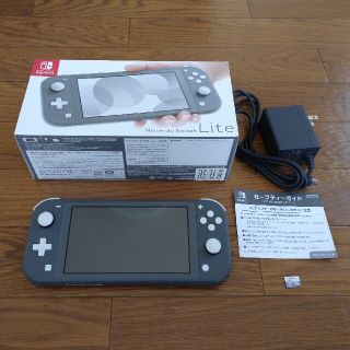 ニンテンドウ(任天堂)のニンテンドースイッチライト グレー 中古(SDカード128GB付けます)(家庭用ゲーム機本体)