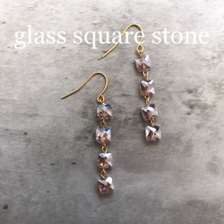 glass square stone(ピアス)