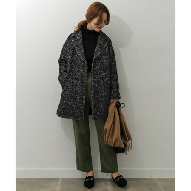 URBAN RESEARCH DOORS(アーバンリサーチドアーズ)の【美品】URBAN RESEARCH DOORS ウールヘリンボンPコート レディースのジャケット/アウター(ピーコート)の商品写真