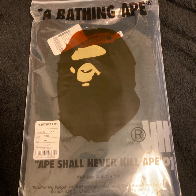 3XL BAPE UNDFTD APE HEAD TEE 黒　白