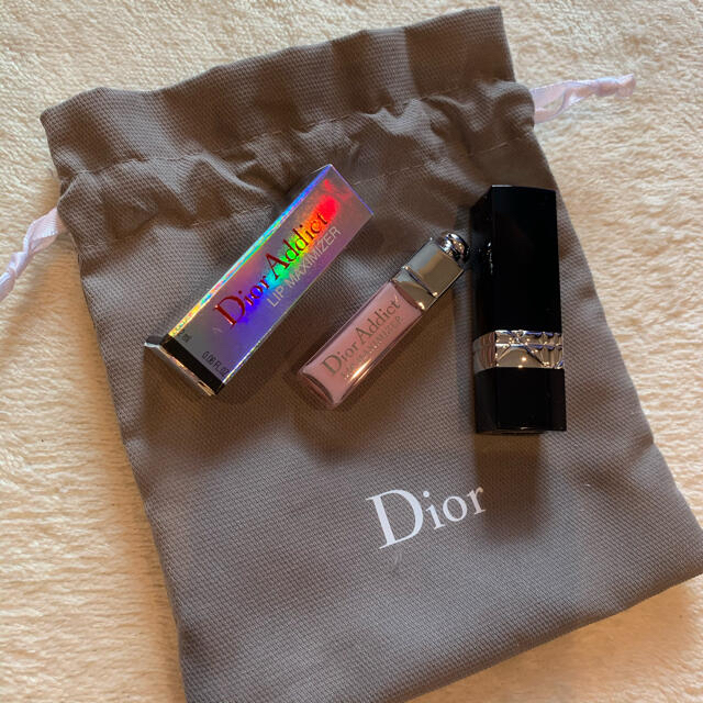 Dior(ディオール)のDIOR ミニマキシマイザー & ミニリップ & 巾着 コスメ/美容のベースメイク/化粧品(リップグロス)の商品写真