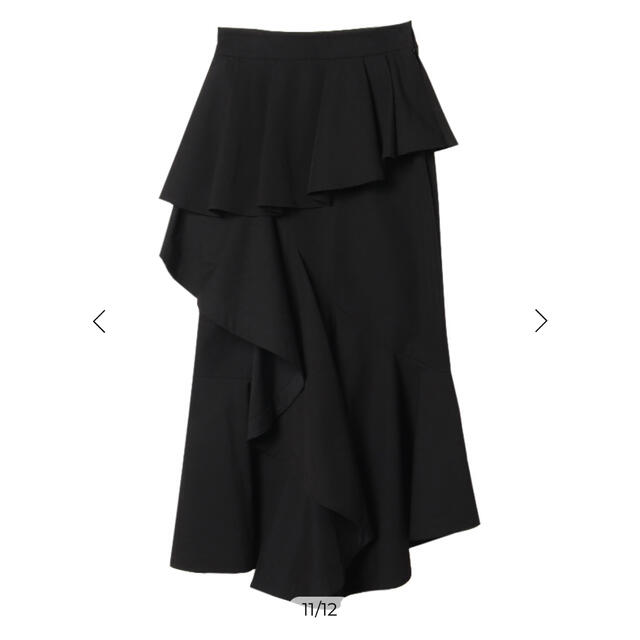 【新品未使用】ペプラムラインラッフルマーメイドスカート黒