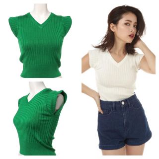 スライ(SLY)のslylang oリブニットtops(カットソー(半袖/袖なし))