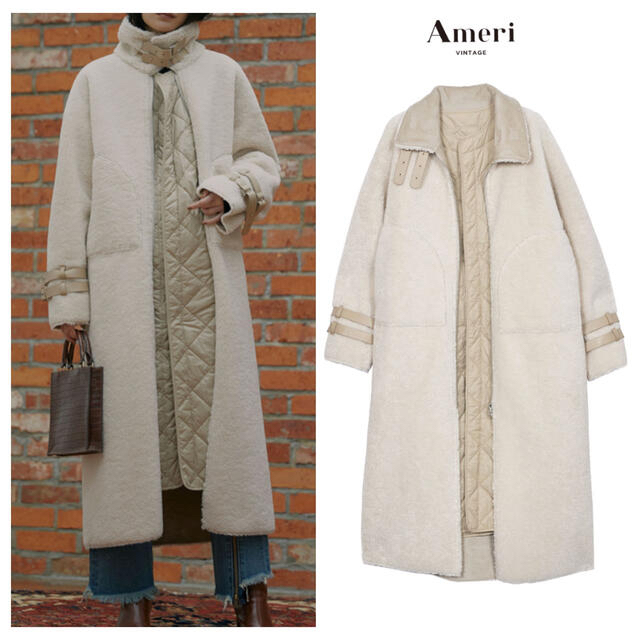 Ameri vintage 3WAY ECO MOUTON COATロングコート