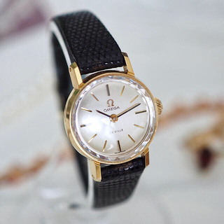 オメガ(OMEGA)の超美品・全純正✨OMEGA ゴールド サファイアカットガラス✨トゥモローランド(腕時計)