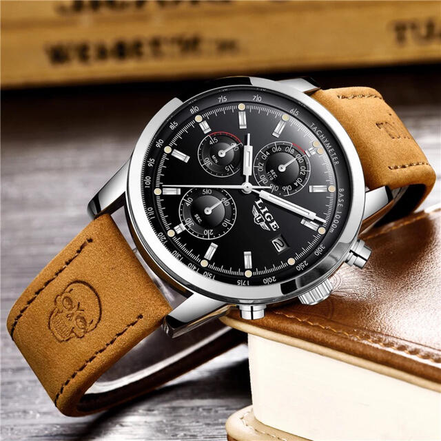 LIGE 腕時計 高級感 メンズ クォーツ式 ローズゴールド ホワイト 人気