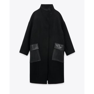 ザラ(ZARA)のZARAマッチングレザー風コート(ロングコート)