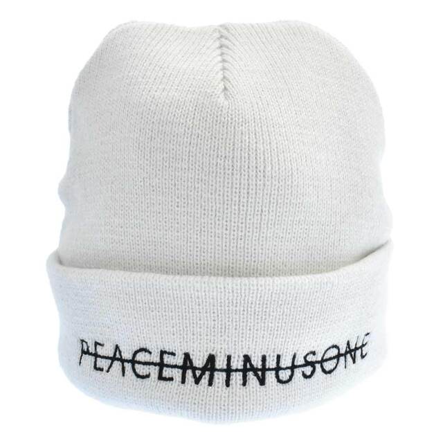 peaceminusone ピースマイナスワン ロゴ刺繍ビーニーニット帽 ホワイト