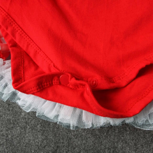 女の子 ベビー 2点セット サンタ コスチューム クリスマス 衣装 ロンパース キッズ/ベビー/マタニティのベビー服(~85cm)(ロンパース)の商品写真