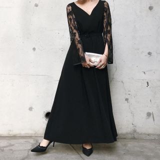 アメリヴィンテージ(Ameri VINTAGE)のAmeri VINTAGE *LACE SLEEVE REFINED DRESS(ロングワンピース/マキシワンピース)