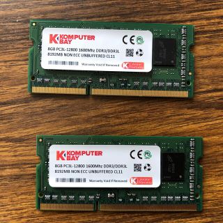 DDR3L-1600 （低電圧） ノートPC用SODIMM 8GB1枚 (ノートPC)