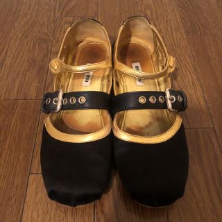 ミュウミュウ(miumiu)のmiumiu サテンフラットシューズ　38size (バレエシューズ)