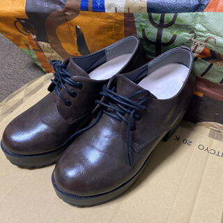 オックスフォード　8cmヒール　LLサイズ　ブラウン(ローファー/革靴)