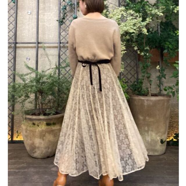 Lily Brown - Lily Brown レースドッキングニットワンピースの通販 by