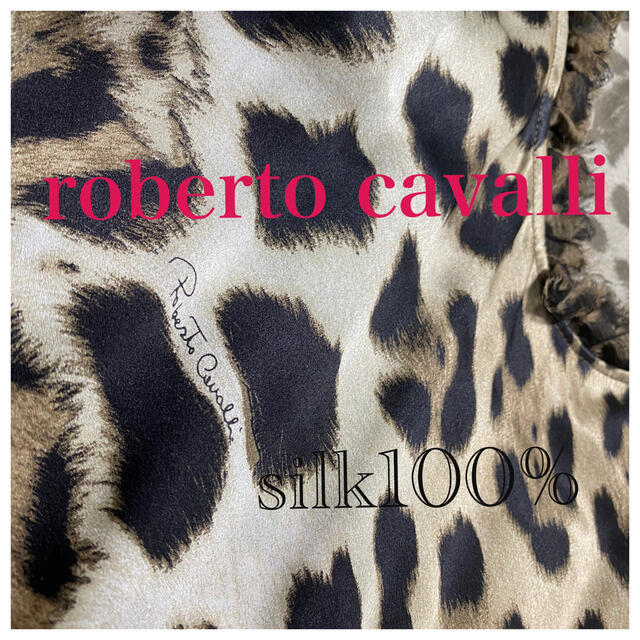 Roberto Cavalli(ロベルトカヴァリ)の【レア】roberto cavalli シルク100 レオパード トップス レディースのトップス(カットソー(半袖/袖なし))の商品写真