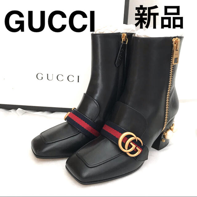 Gucci - グッチ 新品GG マーモント パール ショートブーツ 正規品 黒