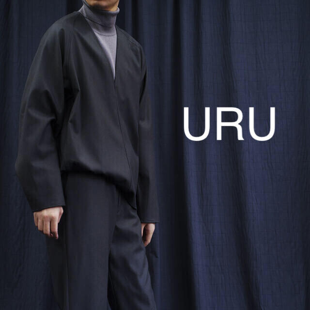 【URU】ウル WOOL V-NECK SHIRTS ネイビー 19AW